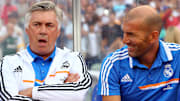 Carlo Ancelotti e Zinédine Zidane são lendas no Real Madrid. 