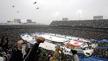 Ralph Wilson Stadium, home of the NFL's Buffalo Bills, hosted the first NHL Winter Classic between the Sabres and Penguins.