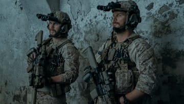 Ben Edwards (Taylor Kitsch), James Reece (Chris Pratt) in The Terminal List: Dark Wolf on Prime Video