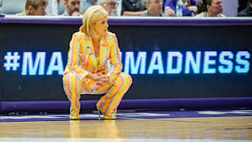 Kim Mulkey during the second round of the 2024 NCAA Tournament in Baton Rouge.
