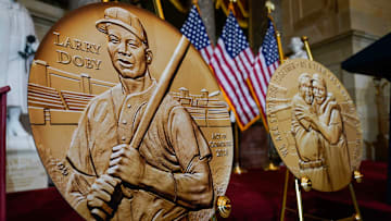Larry Doby, a pioneering force for Black baseball players and a native of Paterson, N.J. is honored with the Congressional Gold Medal 