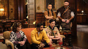 “Ghostsfellas” – Jay angers a local restaurateur when he uses a recipe at his restaurant that was given to him by Pete, on the CBS Original series GHOSTS, Thursday, Feb. 20 (8:31-9:01 PM, ET/PT) on the CBS Television Network, and streaming on Paramount+ (live and on demand for Paramount+ with SHOWTIME subscribers, or on demand for Paramount+ Essential subscribers the day after the episode airs)*. Series star Rose McIver directed the episode. Pictured (L-R): Caroline Aaron as Carol, Utkarsh