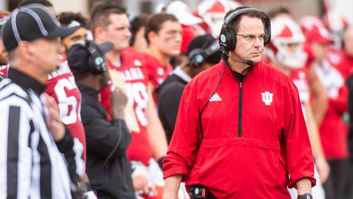 Indiana Head Coach Curt CIgnetti during the Indiana versus UCLA football game at Memorial Stadium on Saturday, Oct. 25, 2025.