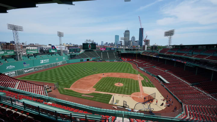 Jul 7, 2020; Boston, Massachusetts, United States; A general view of empty seats at Fenway Park during the Boston Red Sox Summer Camp. Mandatory Credit: David Butler II-USA TODAY Sports