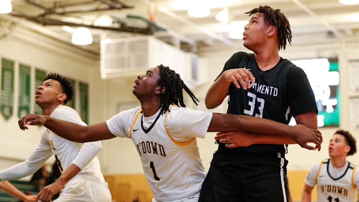 Trying to box out Sacramento's big front line was no easy task for Bishop O'Dowd.