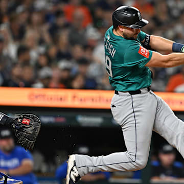 Seattle Mariners designated hitter Cal Raleigh hits a grand slam against the Detroit Tigers on July 11 at Comerica Park.