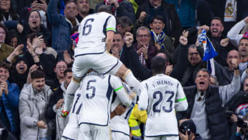 Real Madrid players (from L to R) Nacho Fernandez, Jude...