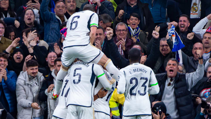 Real Madrid players (from L to R) Nacho Fernandez, Jude... Real Madrid players (from L to R) Nacho Fernandez, Jude...