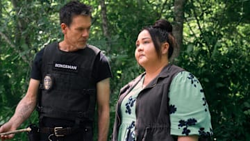 Kevin Bacon as Hub Halloran and Jolene Purdy as Midge in The Bondsman