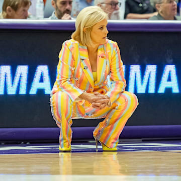 Kim Mulkey during the second round of the 2024 NCAA Tournament in Baton Rouge.