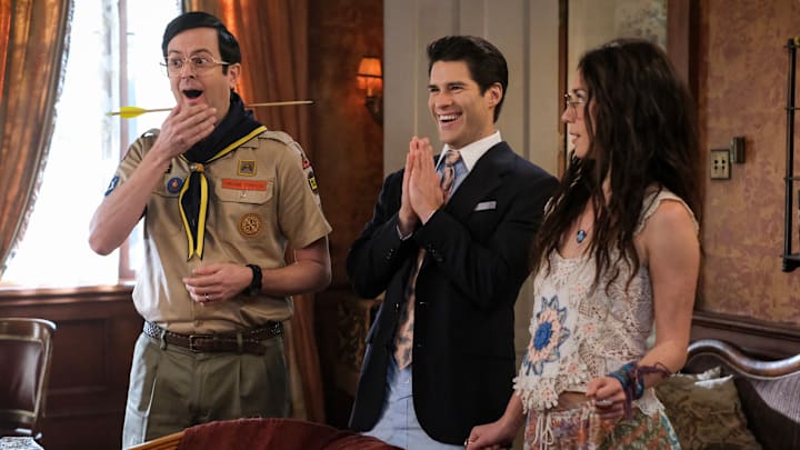 “The Not-So-Silent Partner” – Sam and Jay are forced to cover when Mark demands to meet the silent investor in Jay’s restaurant who has been holding up construction, on the CBS Original series GHOSTS, Thursday, Jan. 30 (8:30-9:00 PM, ET/PT) on the CBS Television Network, and streaming on Paramount+ (live and on demand for Paramount+ with SHOWTIME subscribers, or on demand for Paramount+ Essential subscribers the day after the episode airs)*. Pictured (L-R): Richie Moriarty as Pete, Asher Grodman