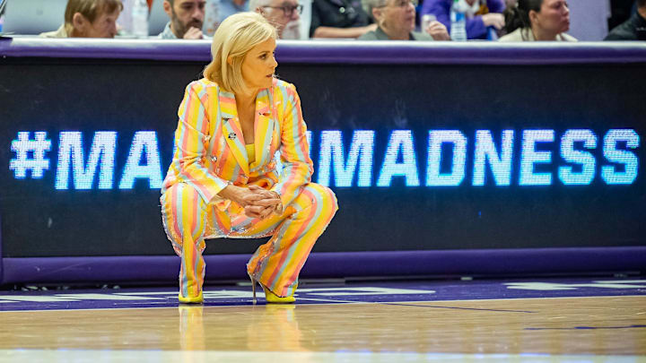 Kim Mulkey during the second round of the 2024 NCAA Tournament in Baton Rouge.