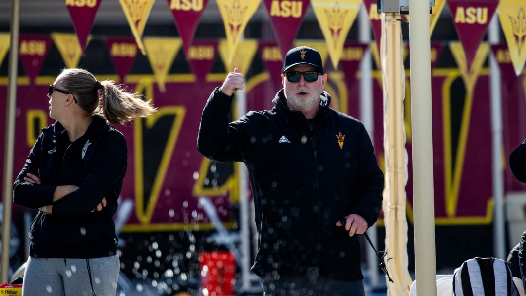 Bowman cheers on his Arizona State swimmers as they go against the Grand Canyon Lopes in Tempe in January 2024.