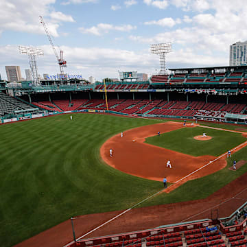 Sep 6, 2020; Boston, Massachusetts, USA; An empty Fenway Park is seen during the game between the Boston Red Sox and the Toronto Blue Jays. Mandatory Credit: Winslow Townson-Imagn Images