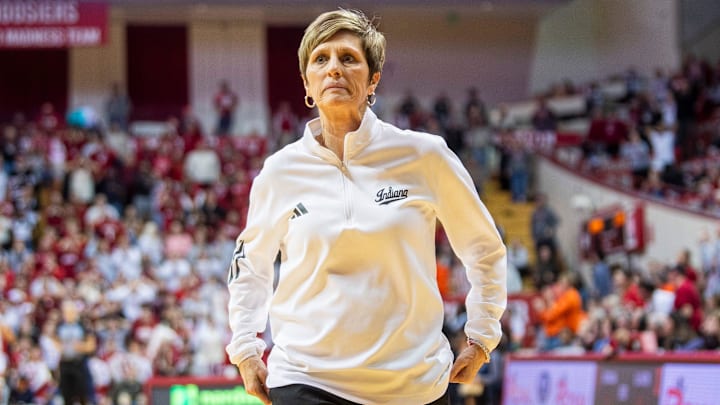 Indiana coach Teri Moren against Illinois at Simon Skjodt Assembly Hall.