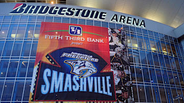 April 24, 2011; Nashville, TN, USA; An exterior view of the Bridgestone Arena during game three of the NHL Stanley Cup Playoffs between the Anaheim Ducks and Nashville Predators. Mandatory Credit: Andrew Weber-Imagn Images