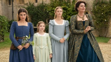 Emily Bader as Lady Jane Grey, Robyn Betteridge as Margaret Grey, Isabella Brownson as Katherine Grey and Anna Chancellor as Frances Grey