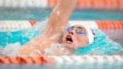 Team USA swimmer Carson Foster practices at Lee & Joe Jamail Texas Swimming Center on June 28, 2024.