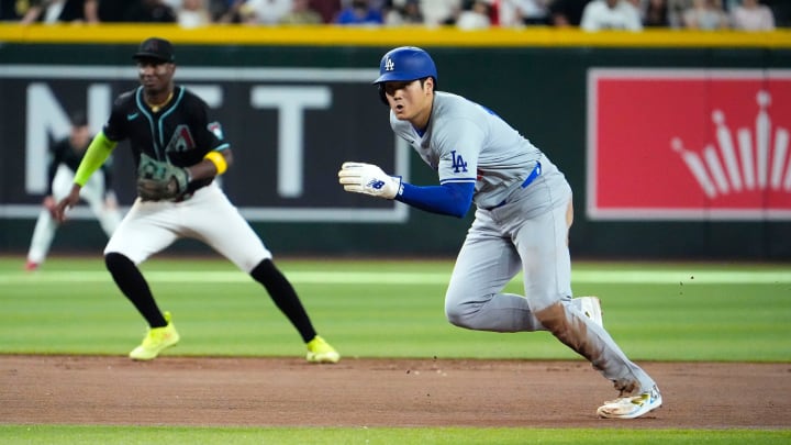 Los Angeles Dodgers Shohei Ohtani (17) against the Arizona Diamondbacks in the seventh inning at Chase Field on Sept. 2, 2024, in Phoenix.