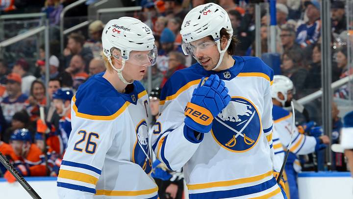 Buffalo Sabres defensemen Rasmus Dahlin and Owen Power
