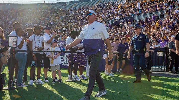 Tigers Head Coach Brian Kelly as the LSU Tigers take on Grambling State at Tiger Stadium in Baton Rouge, Louisiana, Saturday, Sept. 9, 2023.