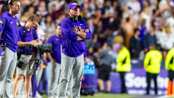 Tigers Head Coach Brian Kelly, LSU Tigers take on the Texas A&M Aggies. October 25, 2025; Baton Rouge, Louisiana, USA; at Tiger Stadium. Saturday, Oct. 25, 2025.