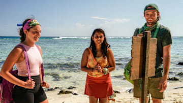 “Committing to the Bit” – Castaways must fly blind during the immunity challenge, leaving one tribe with tribal council in their sights. The rising tensions within the losing tribe culminate in a historic tribal council, on SURVIVOR, Wednesday, March 12 (8:00-9:30 PM, ET/PT) on the CBS Television Network, and available to stream on Paramount+*. Jeff Probst serves as host and executive producer. Pictured (L-R): Bianca Roses, Kamilla Karthigesu and Justin Pioppi. Photo: Robert Voets/CBS ©2024 CBS