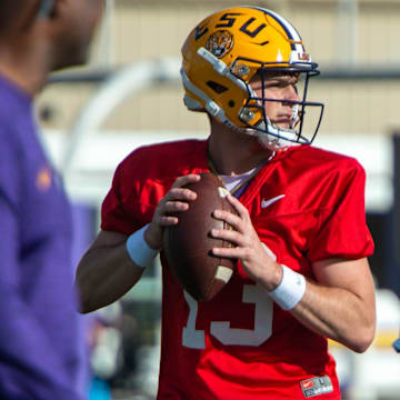 Garrett Nussmeier was not seriously injured during LSU's football practice, despite an online rumor to the contrary.