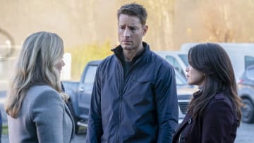 “Mt. Shasta” – Colter races against the clock to find the missing teenage son of Reenie’s close friend Erika, on the CBS original series TRACKER, Sunday, March 3 (9:00-10:00 PM, ET/PT) on the CBS Television Network, and streaming on Paramount+ (live and on demand for Paramount+ with SHOWTIME subscribers, or on demand for Paramount+ Essential subscribers the day after the episode airs)* Pictured: Marley Shelton as Erika, Justin Hartley as Colter Shaw and Fiona Rene as Reenie Greene. Photo: