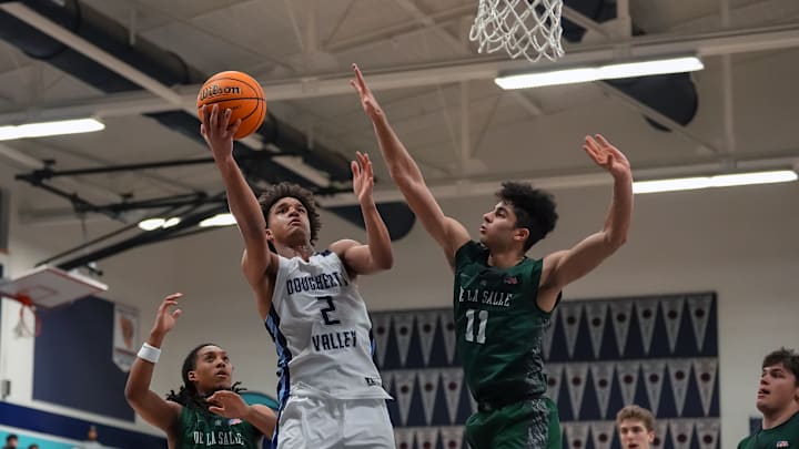 Dougherty Valley senior guard Jalen Stokes goes up for two of his game-high 32 points in a 58-49 home win over De La Salle 1-17-2025. Dougherty Valley senior guard Jalen Stokes goes up for two of his game-high 32 points in a 58-49 home win over De La Salle 1-17-2025.