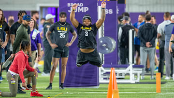 Tyrion Davis-Price at the LSU Pro Day. Wednesday, April 6, 2022.

Tyrion Davis Price Lsu Pro Day 20220406 3694