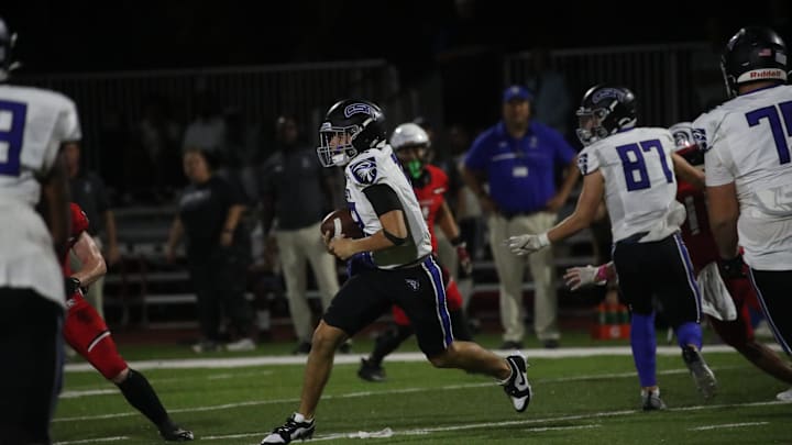 Evangelical Christian School and Community School of Naples play in a high school football matchup on Friday, Nov. 3, 2023, in Fort Myers. Evangelical Christian School and Community School of Naples play in a high school football matchup on Friday, Nov. 3, 2023, in Fort Myers.