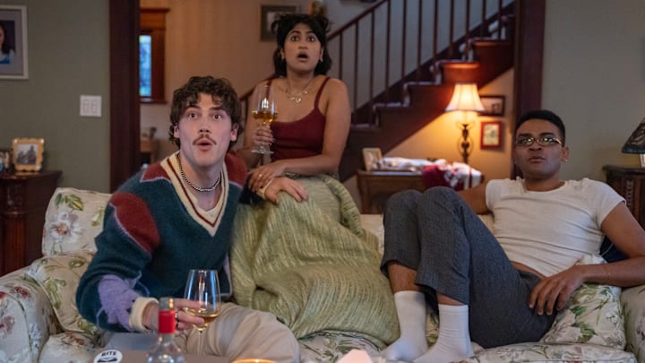 "ADULTS" -- “House Rules” -- Season 1, Episode 4 — Pictured (L-R): Jack Innanen as Paul Baker, Amita Rao as Issa, Owen Thiele as Anton