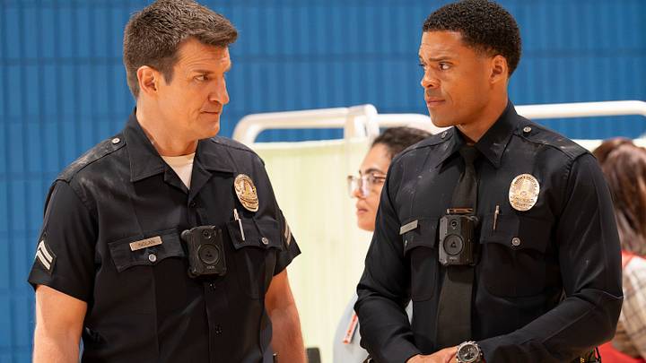 THE ROOKIE - ÒWildfireÓ - Nyla remains suspicious of Liam Glasser as a wildfire erupts, causing chaos in the city. Meanwhile, James tries to help a friend, and Seth makes a costly mistake, putting two of their own in danger. TUESDAY, FEB. 25 ( 9:00-10:00 p.m. EST) on ABC. (Disney/Mike Taing) 
NATHAN FILLION, DERIC AUGUSTINE