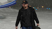 Iowa State football coach Jimmy Rogers arrives at Ames Municipal Airport on Dec. 6, 2025, in Ames, Iowa.