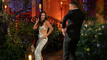 THE BACHELOR - Ò2901Ó - Love awaits 25 extraordinary women preparing to open their hearts to Grant Ellis on the season premiere of ÒThe Bachelor.Ó With a bold, new twist on the traditional first impression rose, making a strong connection has never been more crucial. MONDAY, JAN. 27 (8:00-10:01 p.m. EST) on ABC. (Disney/John Fleenor) 
RADHIKA, GRANT ELLIS