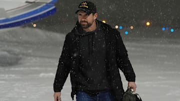 Iowa State football coach Jimmy Rogers arrives at Ames Municipal Airport on Dec. 6, 2025, in Ames, Iowa.