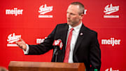 Indiana University men's basketball Head Coach Darian DeVries speaks at the introductory press conference at Simon Skjodt Assembly Hall on Wednesday, March 19, 2025.