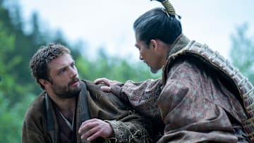 “SHOGUN” -- "A Dream of a Dream" -- Episode 10 (Airs April 23) Pictured (L-R): Cosmo Jarvis as John Blackthorne, Hiroyuki Sanada as Yoshii Toranaga. CR: Katie Yu/FX