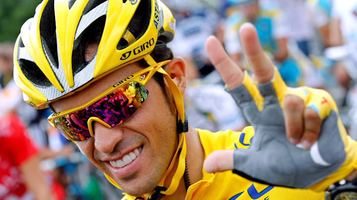 Alberto Contador during stage twenty of the 2010 Tour de France between Longjumeau and Paris. 
