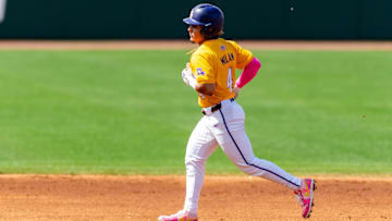 Tigers shortstop Steven Milam 4 homerun as the LSU Tigers take on the Arkansas Razorbacks. Sunday, May 11, 2025.