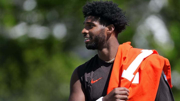 Cleveland Browns quarterback Shedeur Sanders (12) heads off the field after the first day of NFL rookie minicamp at the Cleveland Browns training facility on Friday, May 9, 2025, in Berea, Ohio. Cleveland Browns quarterback Shedeur Sanders (12) heads off the field after the first day of NFL rookie minicamp at the Cleveland Browns training facility on Friday, May 9, 2025, in Berea, Ohio.