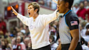 Indiana Head Coach Teri Moren during the Indiana versus University of Southern California women's basektball game at Simon Skjodt Assembly Hall on Sunday, Jan. 19, 2025.