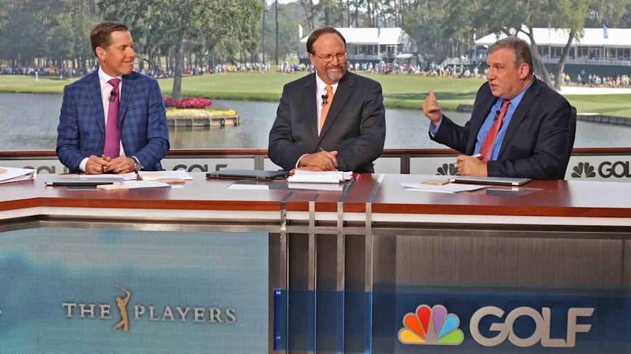 Justin Leonard, Jim Gallagher, Jr. and John Feinstein as seen in the Golf Channel during the 2017 Players Championship.