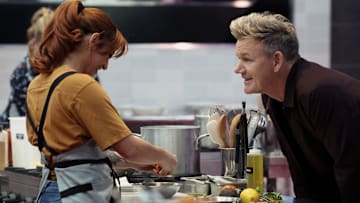 NEXT LEVEL CHEF: L-R: Contestant Natalia and Gordon Ramsey in the NEXT LEVEL CHEF episode "Home Chef Auditions" airing Thursday, Feb. 20 (8:00-9:00 PM ET/PT) on FOX. CR: Lorraine O’Sullivan / FOX. ©2025 FOX Media LLC.