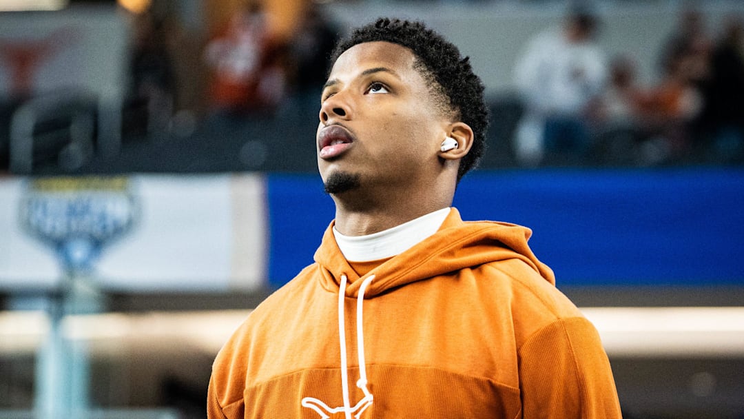 Texas Longhorns wide receiver Matthew Golden (2) walks the field ahead of the game as the Texas Longhorns prepare to play the Ohio State Buckeyes in the Cotton Bowl College Football Playoff semi-final at AT&T Stadium in Dallas, Texas, Jan. 10, 2025.