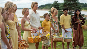 Candice King, Caitlin FitzGerald, Mamie Gummer, Joseph Zada, Esther McGregor, and Shubham Maheshwari in We Were Liars