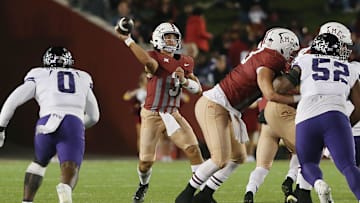 Iowa State Cyclones' quarterback Rocco Becht (3) passes the ball against TCU during the first half in the Jack Trice Legacy Game at Jack Trice Stadium on Saturday, Oct. 7, 2023, in Ames, Iowa.