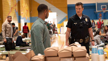 THE ROOKIE - ÒWildfireÓ - Nyla remains suspicious of Liam Glasser as a wildfire erupts, causing chaos in the city. Meanwhile, James tries to help a friend, and Seth makes a costly mistake, putting two of their own in danger. TUESDAY, FEB. 25 ( 9:00-10:00 p.m. EST) on ABC. (Disney/Mike Taing) 
NATHAN FILLION
