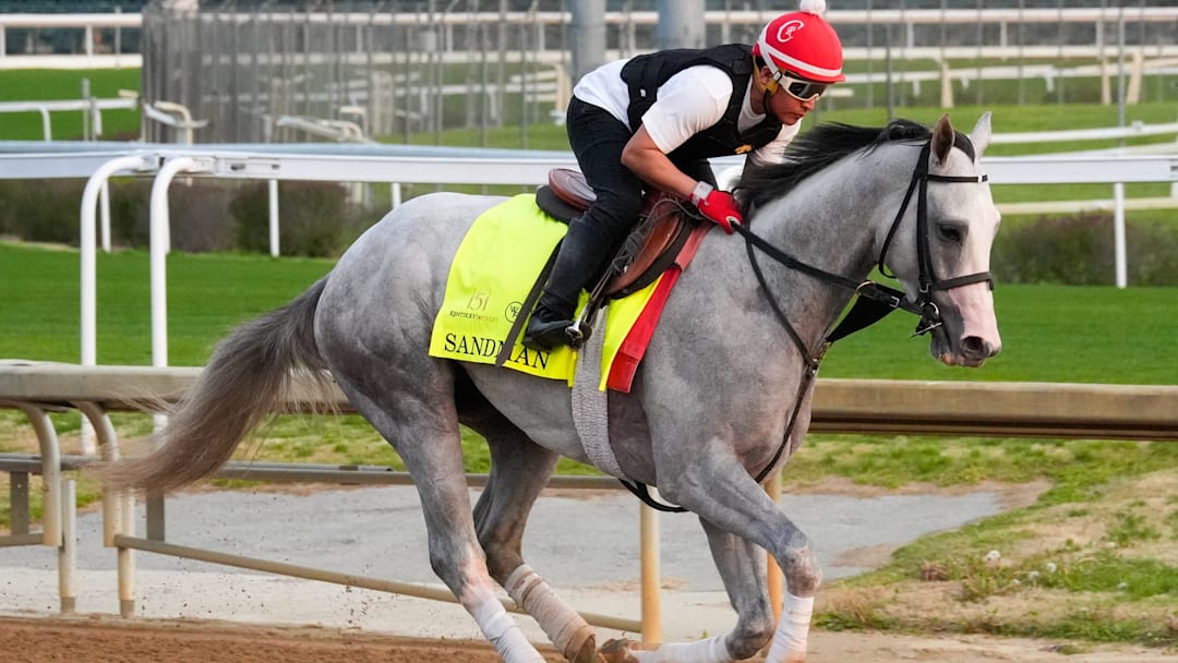 Sandman works out at at Churchill Downs on April 19 ahead of the 2025 Kentucky Derby.